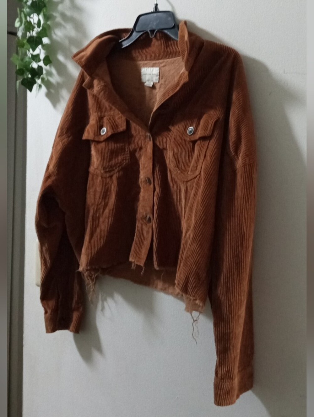 American Eagle Outfitters Corduroy Crop Jacket in Rust